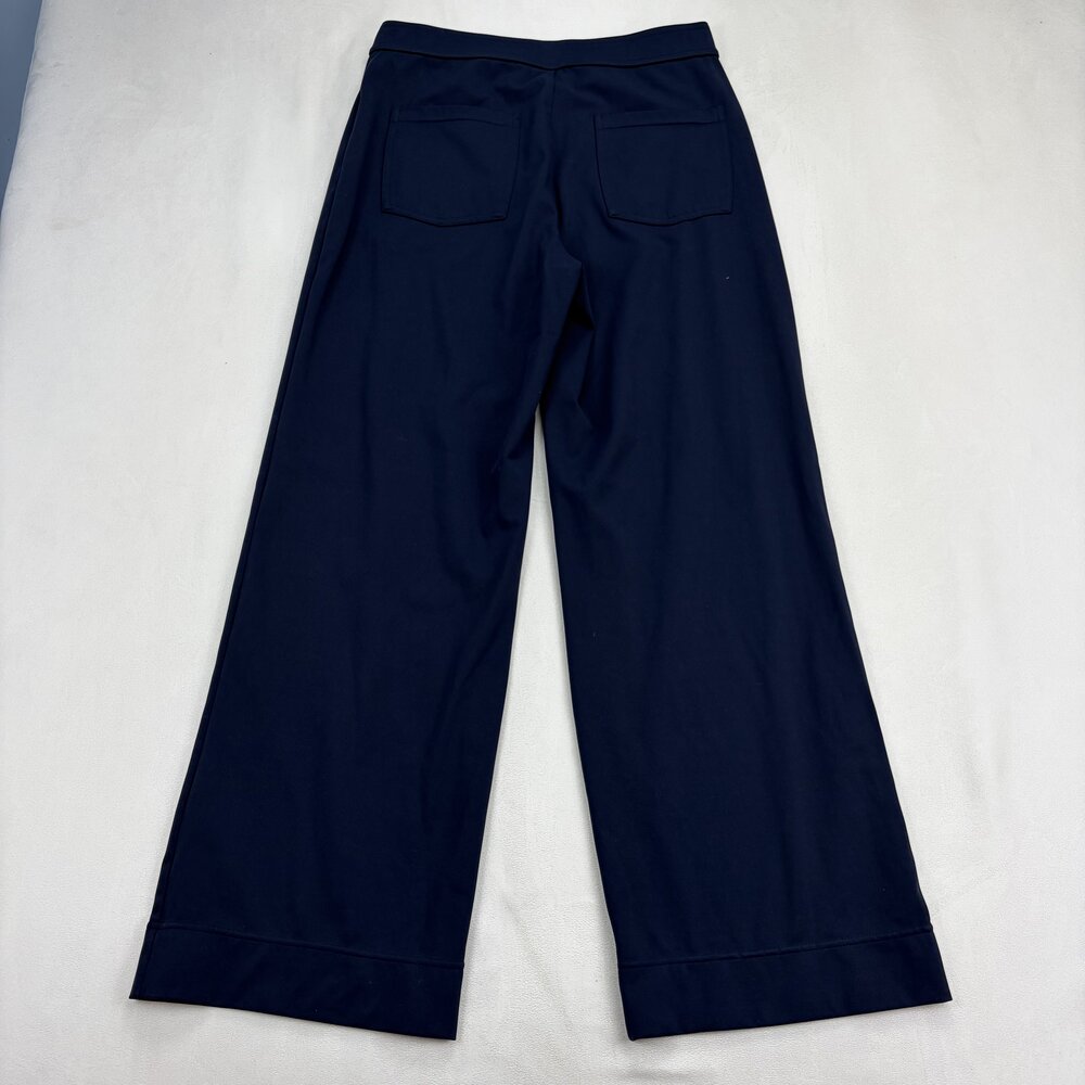 Halara Navy Wide-Leg Button-Front Trousers Size L - Picture 3 of 8